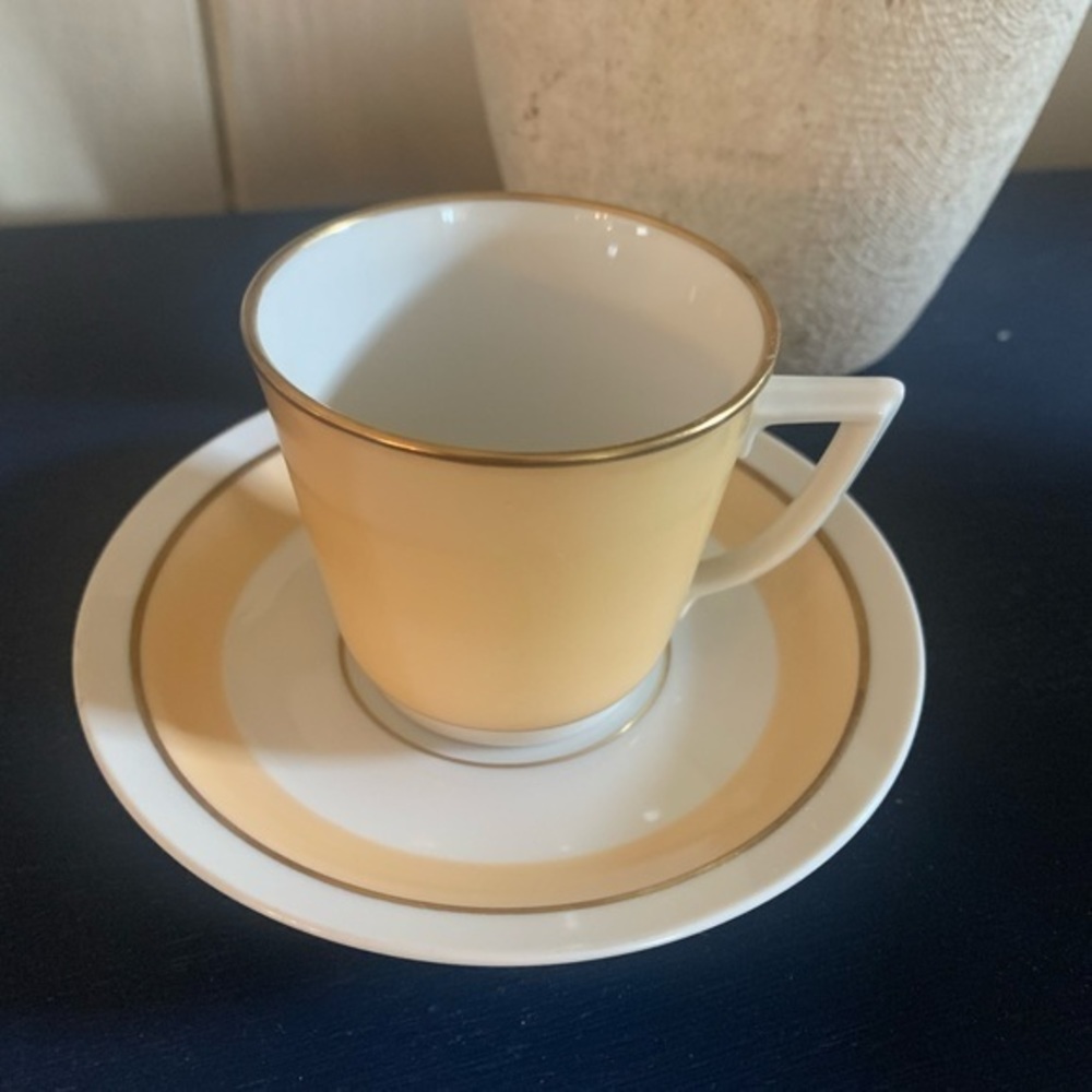 Vintage Royal Copenhagen Denmark Tea Cup & saucer 789 9535 Signed Yellow
